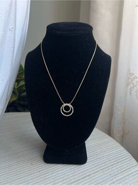 🩷- Gold Double Circle Pendant Necklace with crystal accents